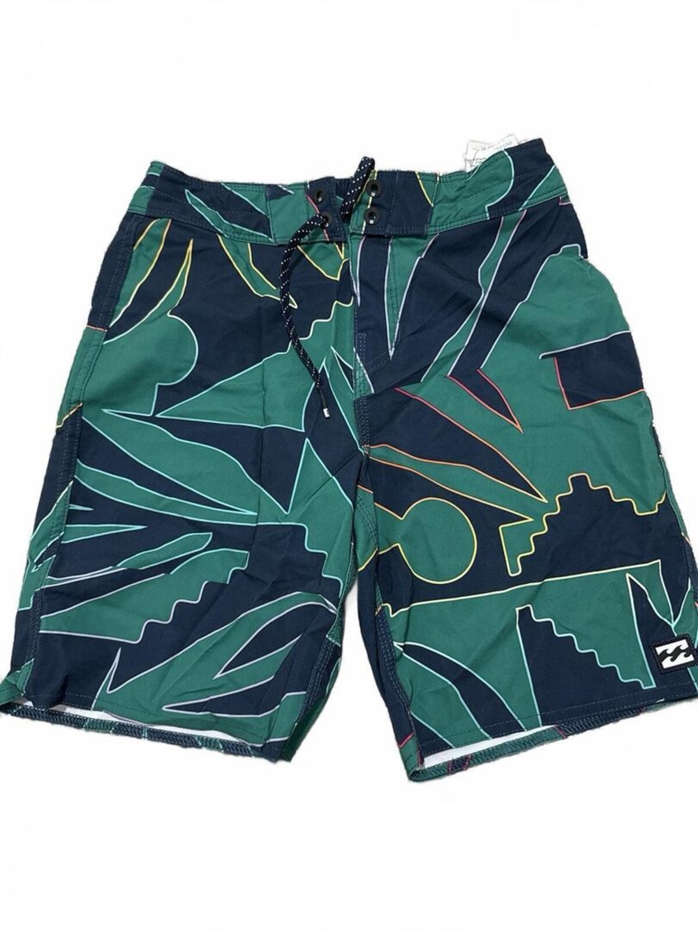 Billabong Green & Navy Abstract Leaf Men's Board Shorts